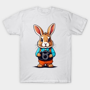 cute bunny holding camera T-Shirt